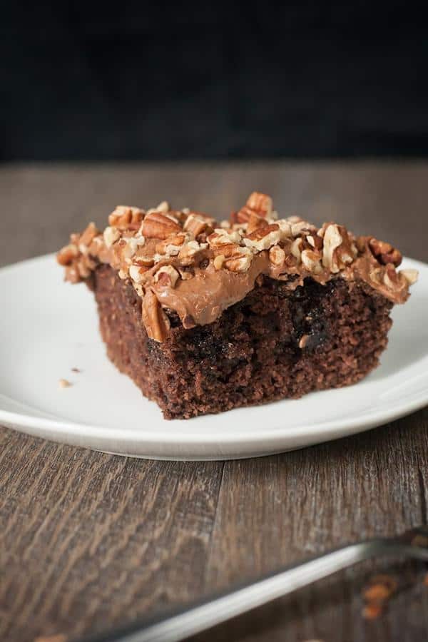 Chocolate Turtle Poke Cake