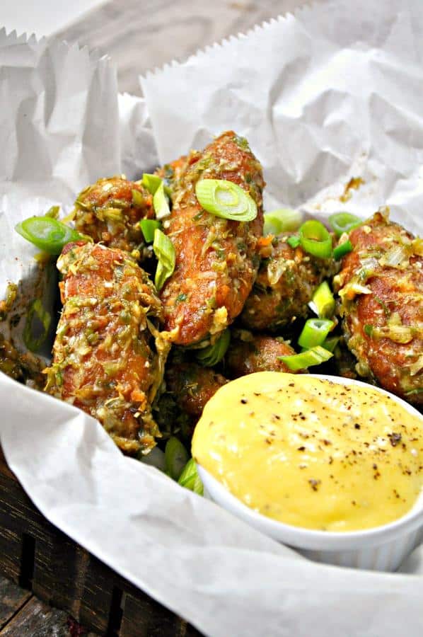 Jerk Chickpea Wings with Sweet Mango Dip