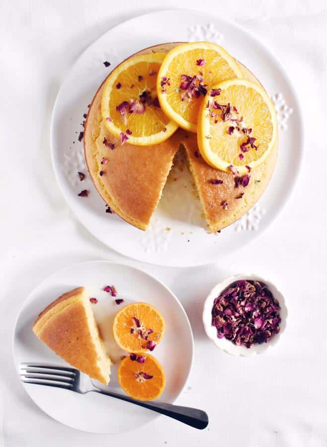 Orange and Rose Polenta Cake