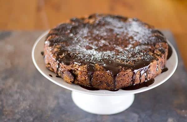 Pumpkin Chocolate Chunk Cake with Molasses Glaze